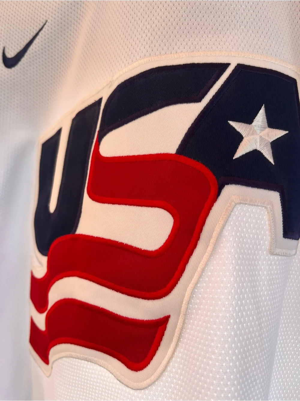 Vintage Nike Team USA Hockey Jersey White Red Blue Size Large